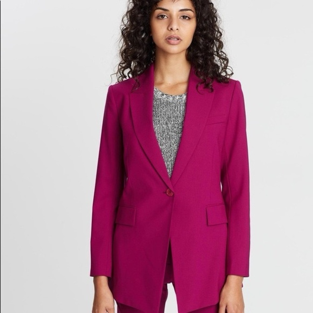 Theory Etiennette Magenta Blazer (Size 00) and Pants (Size 0) Good Wool Suit